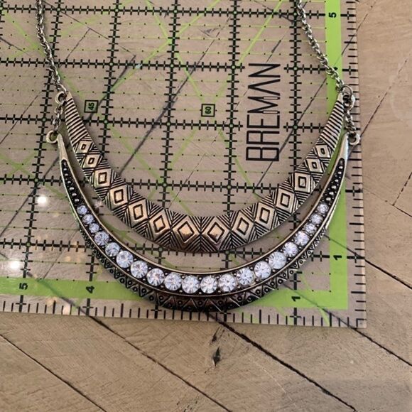 Tribal Collar Necklace Gold Rhinestone Boho - Picture 5 of 7